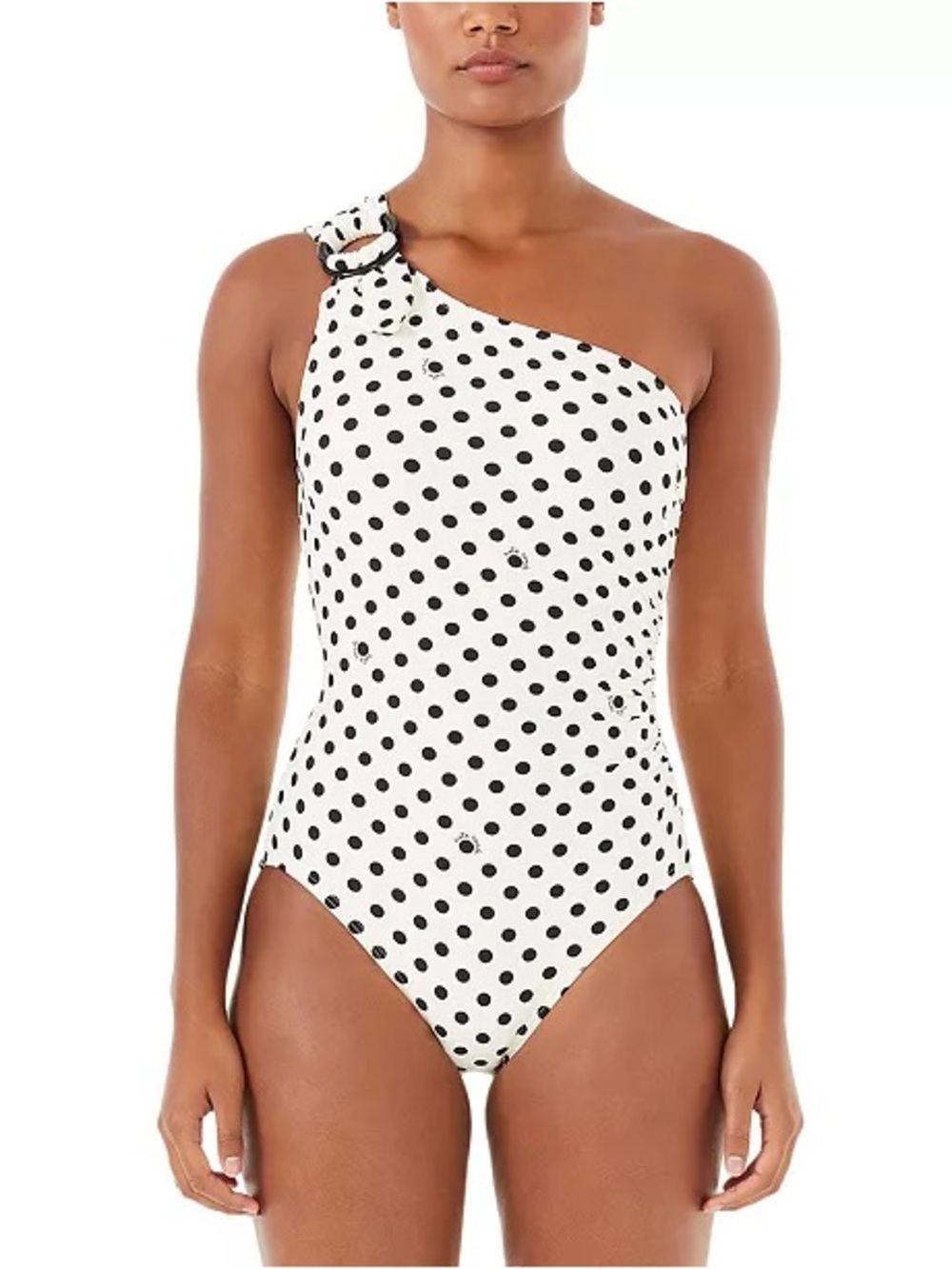kate spade White One-Shoulder Polka Dot One-Piece Swimsuit
